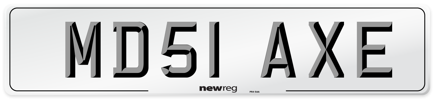 MD51 AXE Number Plate from New Reg